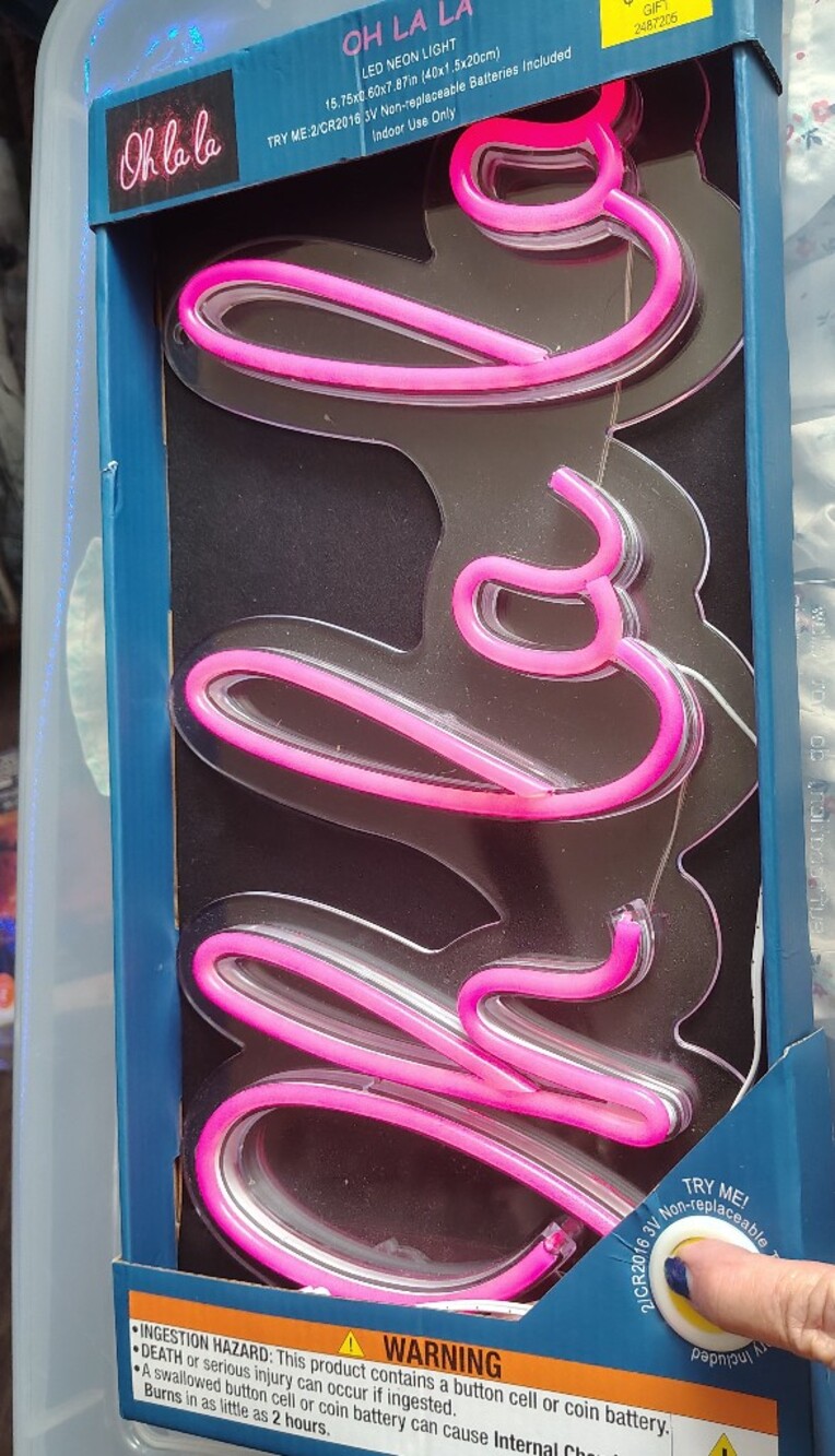 Pink Neon 'Oh La La' Script Party Sign - Home Party Supplies